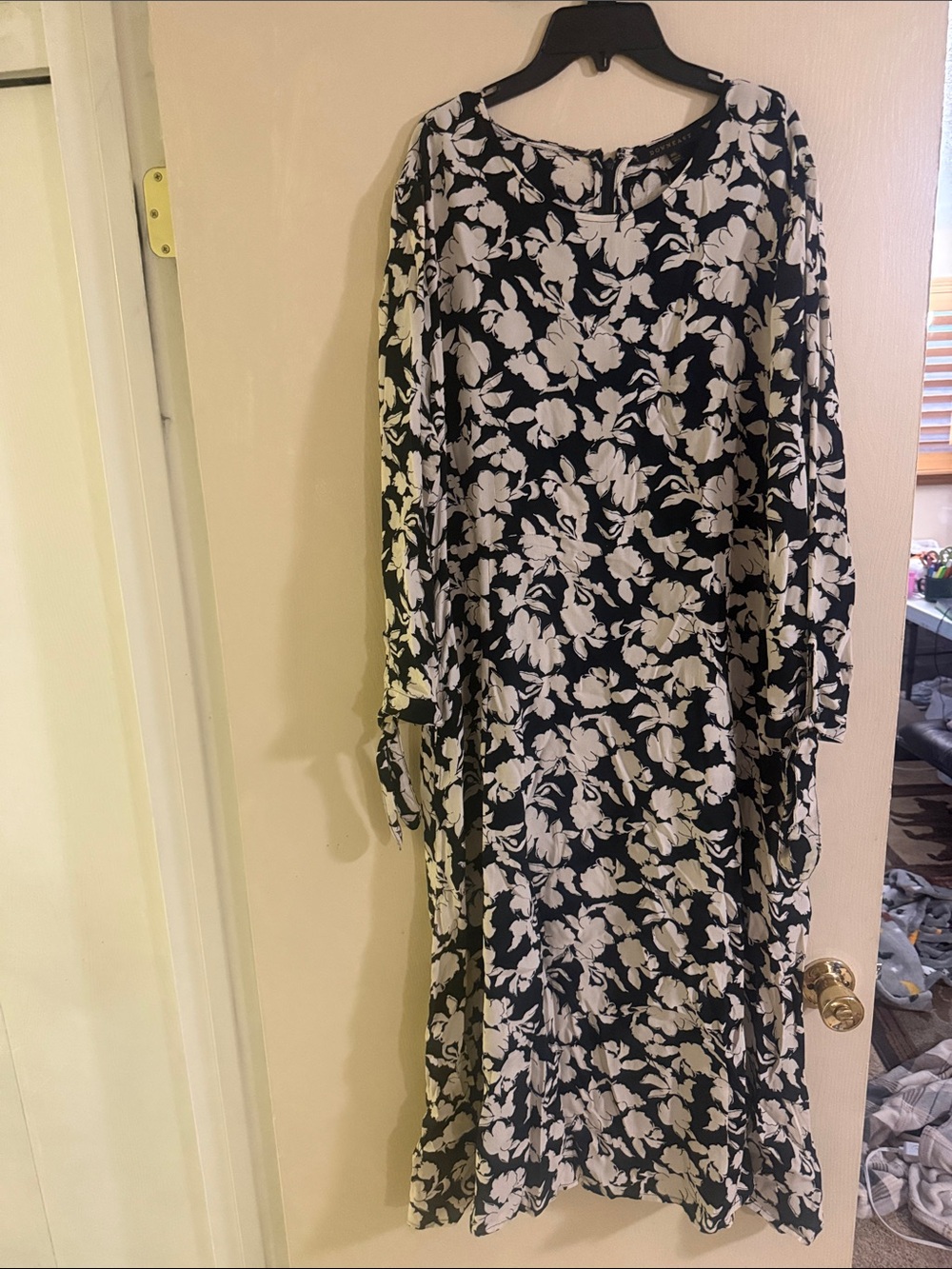 DownEast Black and White Floral Midi Dress